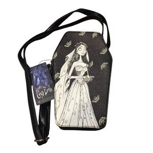Tim Burton's CORPSE BRIDE Coffin Shaped Crossbody with EMILY Purse Black White